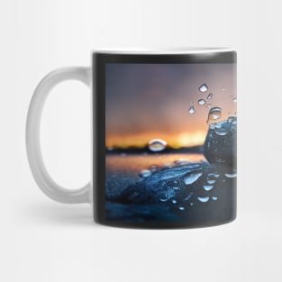 Rock With Raindrops,In The Sunset, Macro Background, Close-up Mug